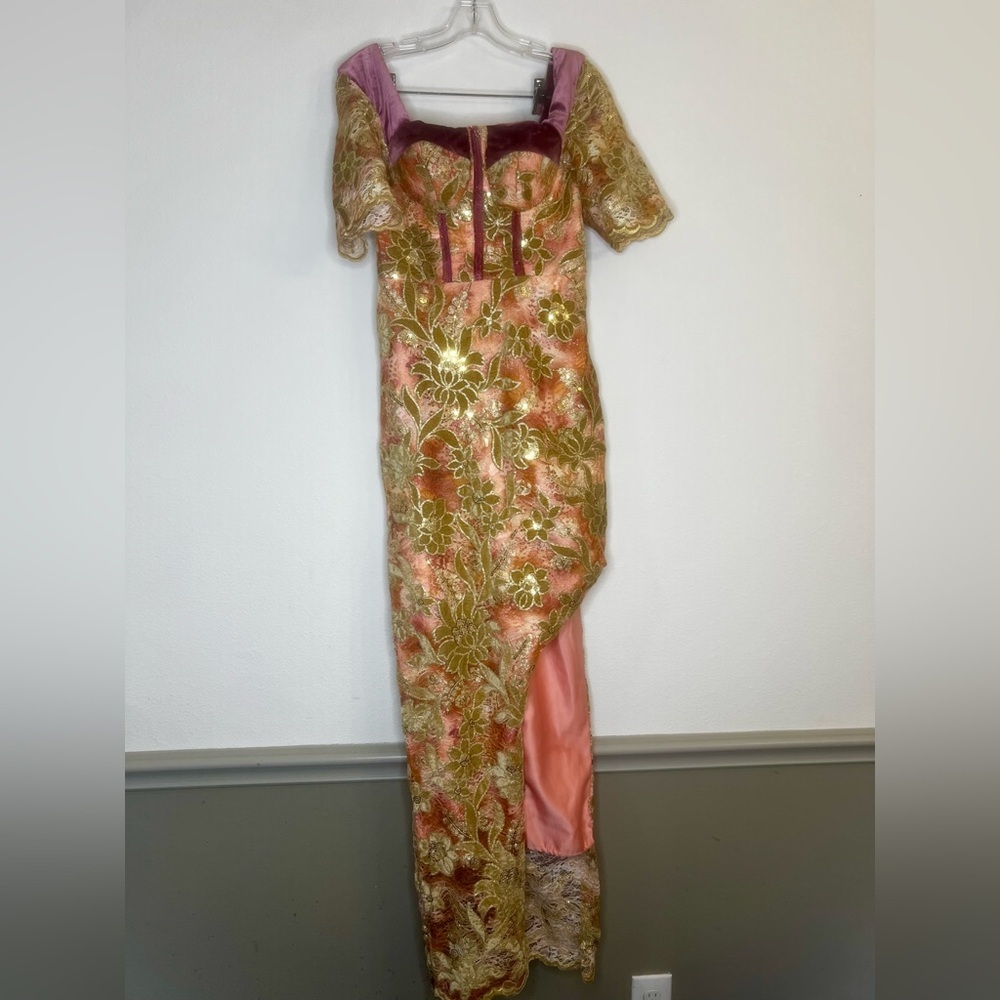 Oscar de la Renta STYLE Dress mermaid Floral Velvet Lace Gown Vintage inspired - Picture 5 of 14